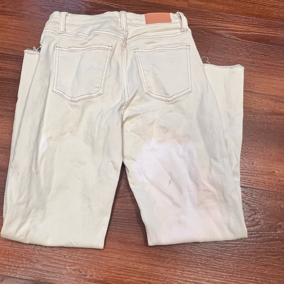 Pistola Jean Woman 27 White Mid Rise Distressed Bleached Slim Fit USA Made Denim - Picture 10 of 10